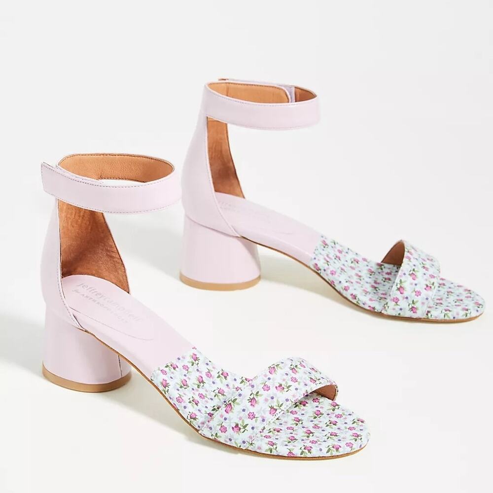 Anthropologie X Jeffrey Campbell Madison Heeled Sandals Floral Print Size 9.5